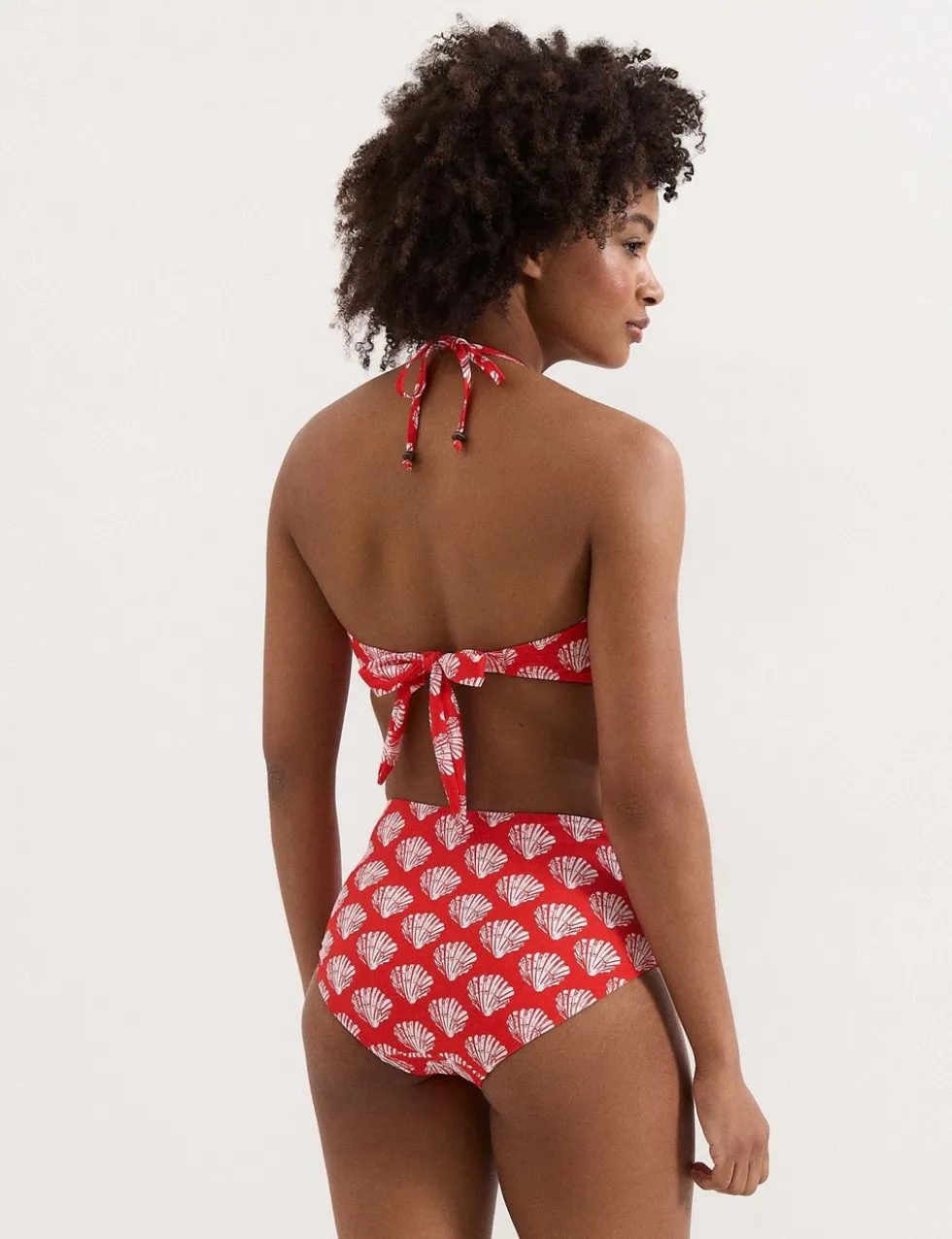 Shell Print High Waisted Bikini Bottoms