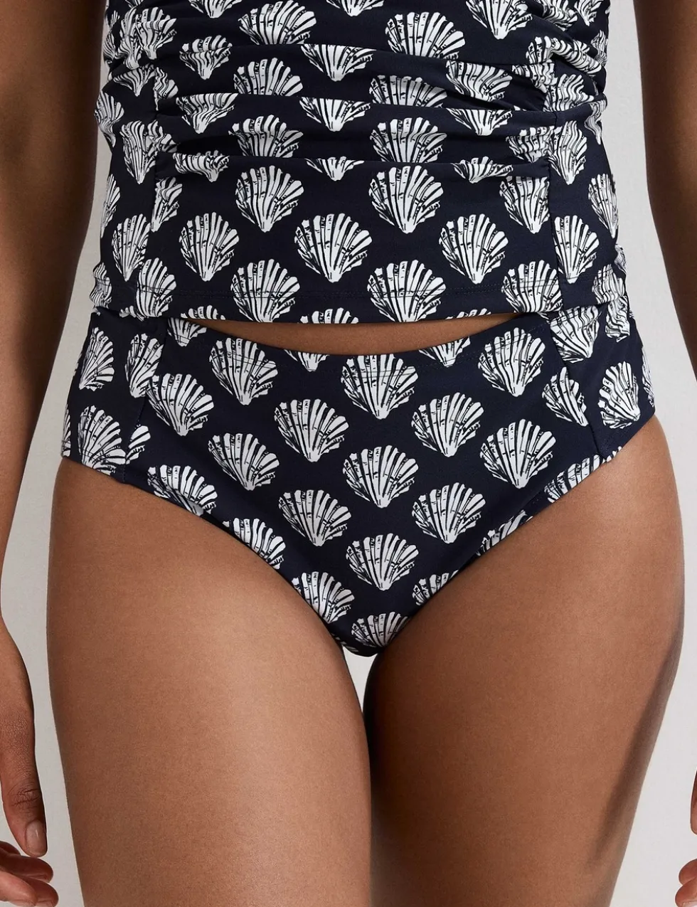 Shell Print High Waisted Bikini Bottoms