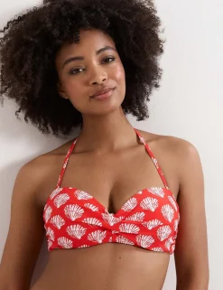 Shell Print Sweetheart Neck Bikini Top