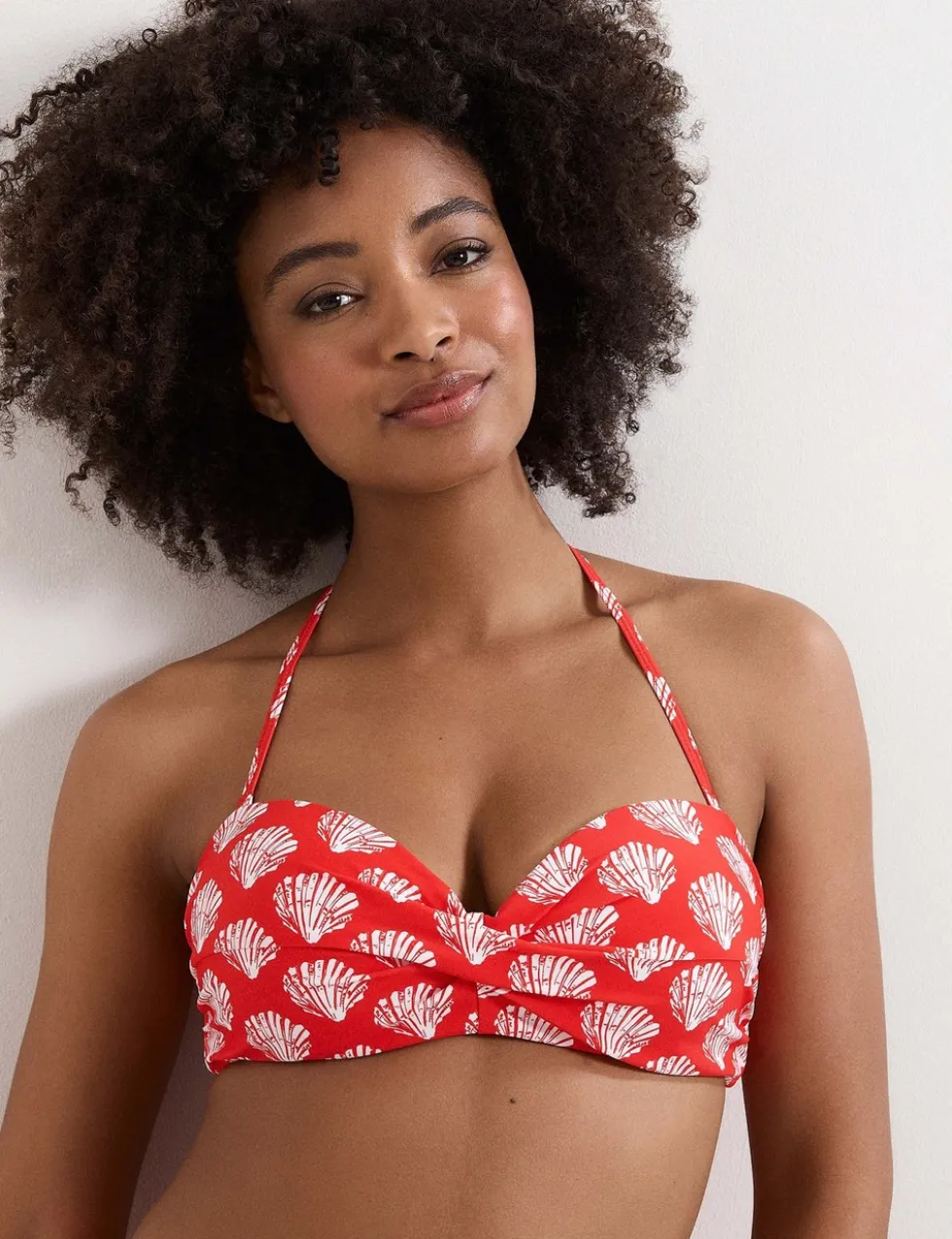 Shell Print Sweetheart Neck Bikini Top