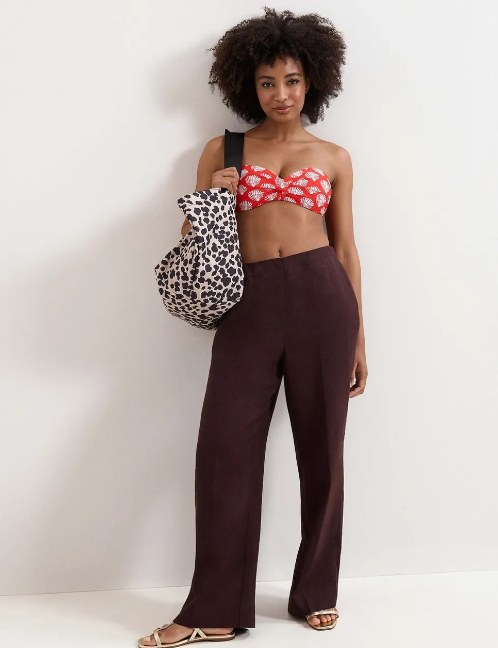 Shell Print Sweetheart Neck Bikini Top