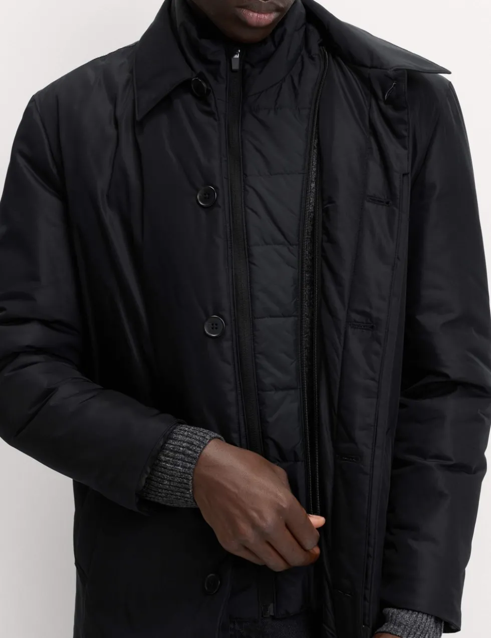 Shirt Collar Mac with Removable Bib