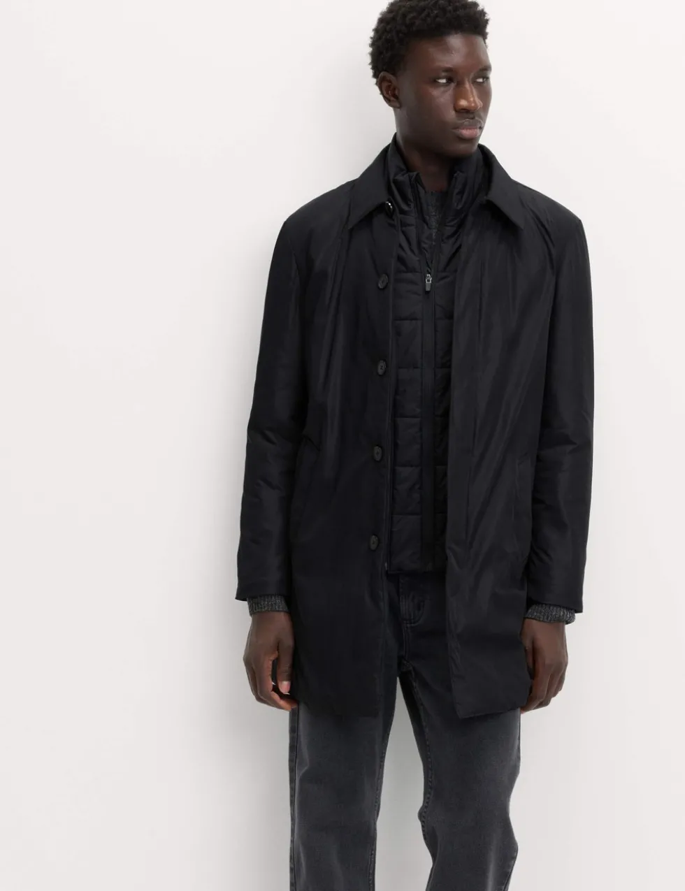 Shirt Collar Mac with Removable Bib