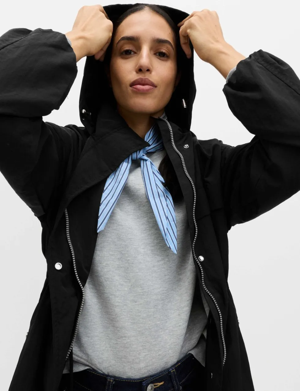 Shower Resistant Lightweight Hooded Longline Utility Parka