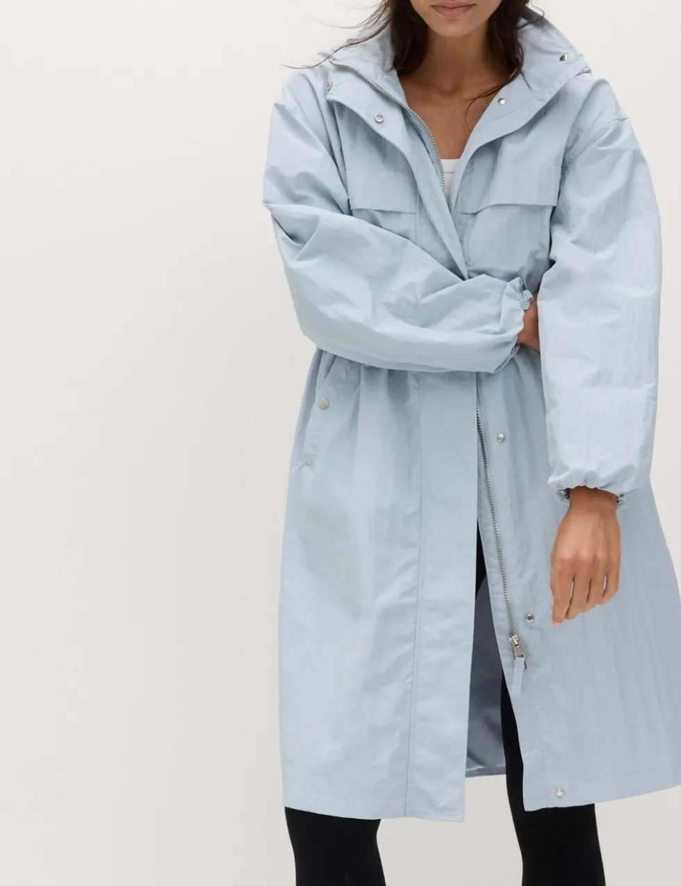 Shower Resistant Lightweight Hooded Longline Utility Parka