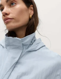 Shower Resistant Lightweight Hooded Longline Utility Parka