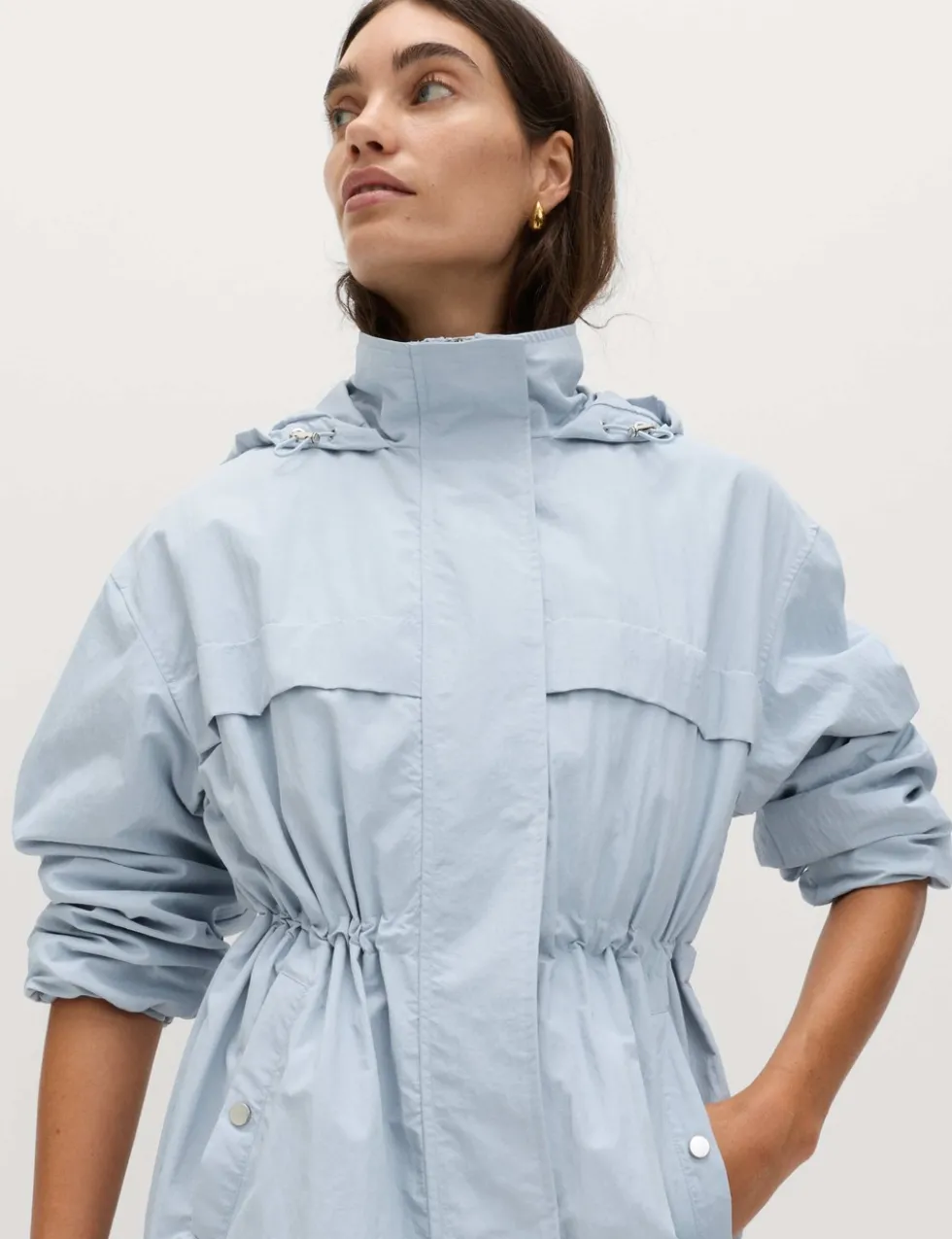 Shower Resistant Lightweight Hooded Longline Utility Parka