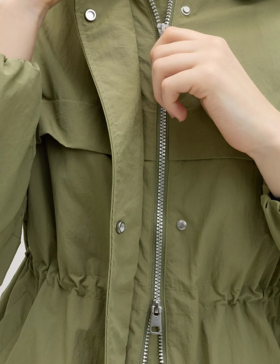 Shower Resistant Lightweight Hooded Longline Utility Parka