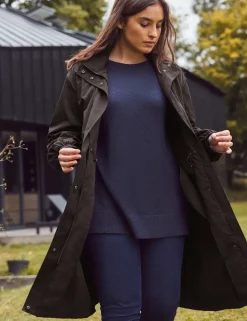 Showerproof Hooded Longline Raincoat