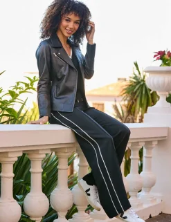 Side Stripe Drawstring Wide Leg Trousers