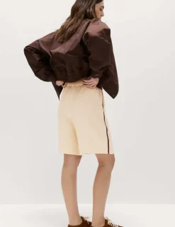 Side Stripe Longline Shorts with Linen