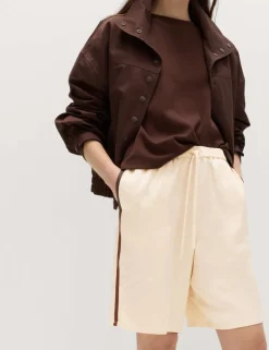 Side Stripe Longline Shorts with Linen