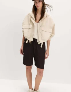 Side Stripe Longline Shorts with Linen