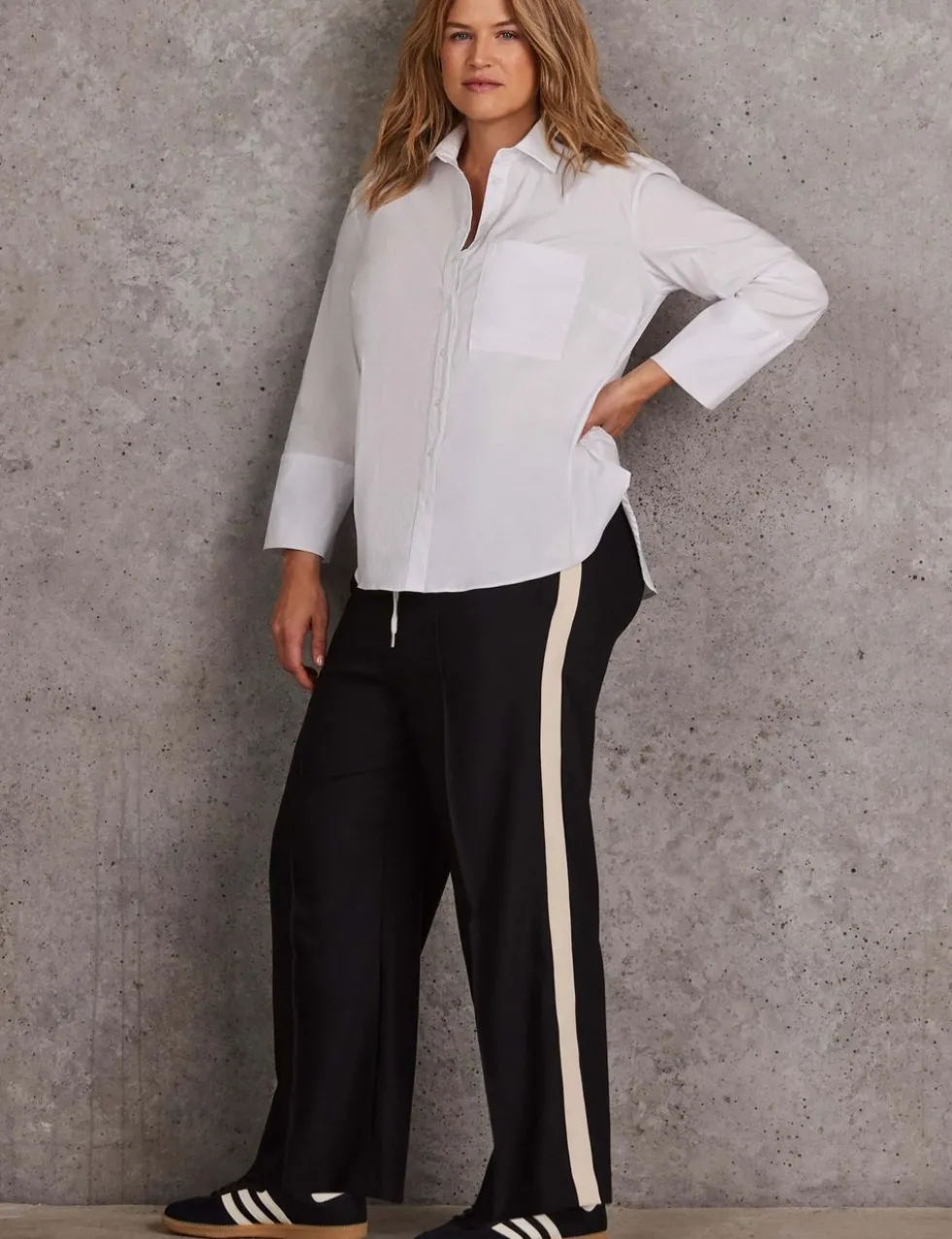 Side Stripe Wide Leg Trousers