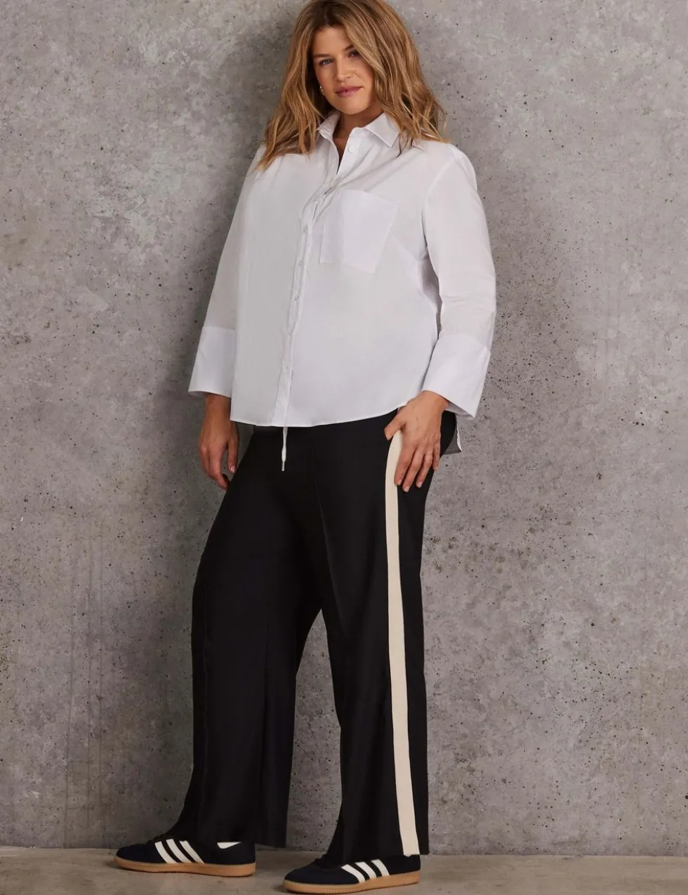 Side Stripe Wide Leg Trousers