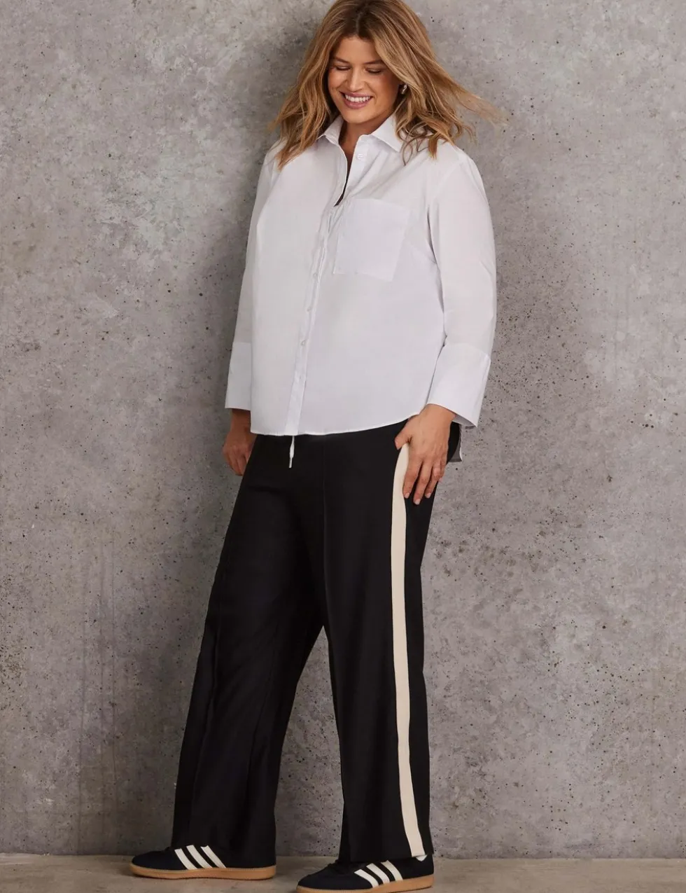 Side Stripe Wide Leg Trousers