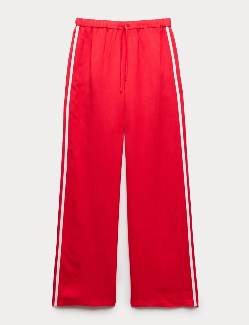 Side Stripe Wide Leg Trousers with Linen