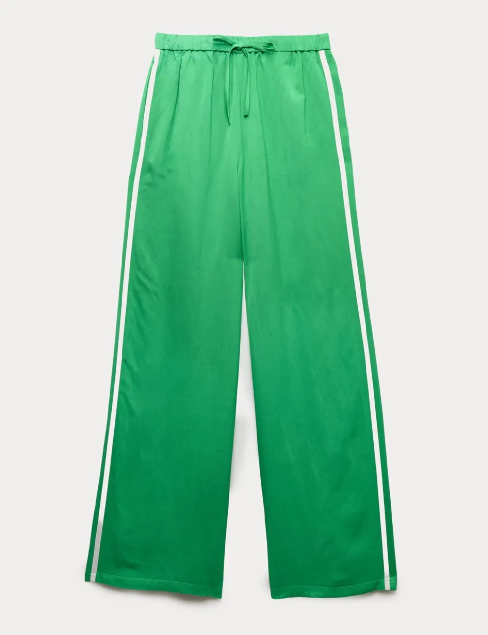 Side Stripe Wide Leg Trousers with Linen