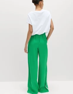 Side Stripe Wide Leg Trousers with Linen