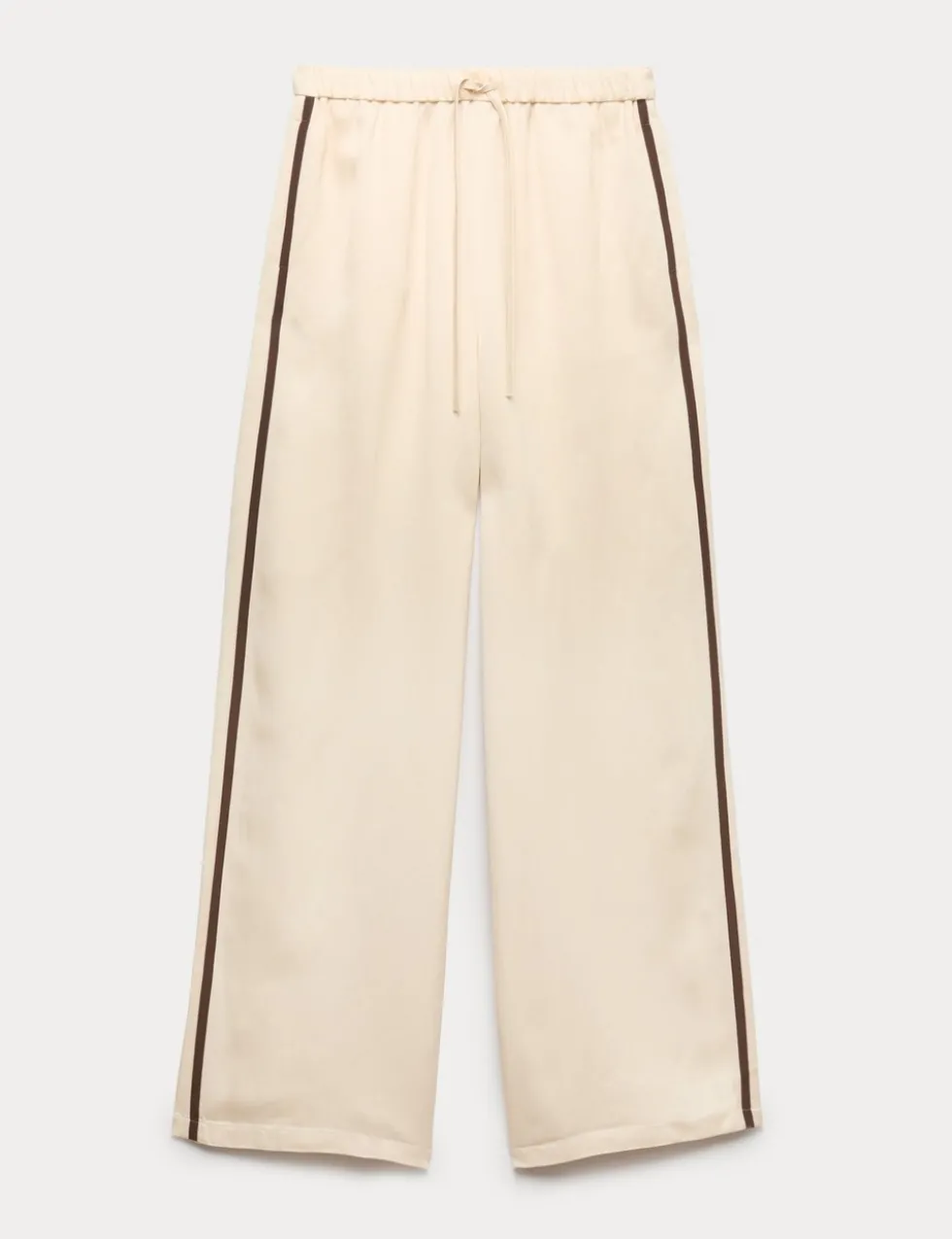 Side Stripe Wide Leg Trousers with Linen