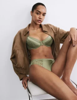 Silk & Lace Wired Scoop Demi Cup Bra (A-E)