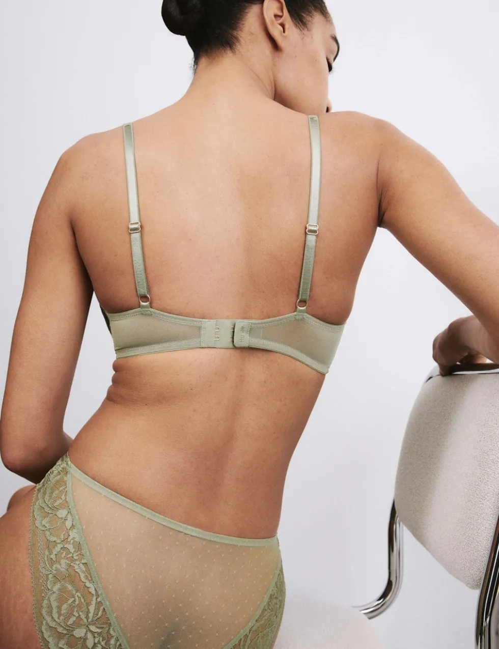 Silk & Lace Wired Scoop Demi Cup Bra (A-E)