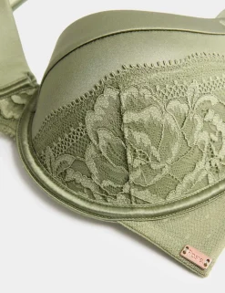 Silk & Lace Wired Scoop Demi Cup Bra (A-E)