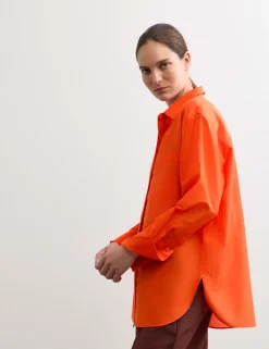 Silk Blend Collared Relaxed Shirt