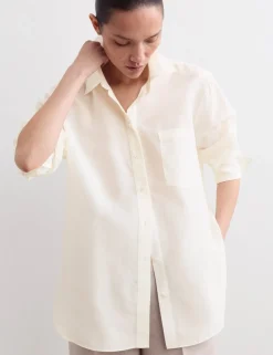 Silk Blend Collared Relaxed Shirt