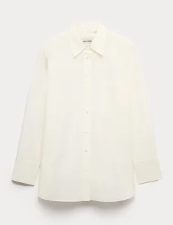 Silk Blend Collared Relaxed Shirt