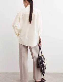 Silk Blend Collared Relaxed Shirt