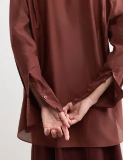 Silk Blend Collared Relaxed Shirt