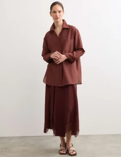 Silk Blend Collared Relaxed Shirt