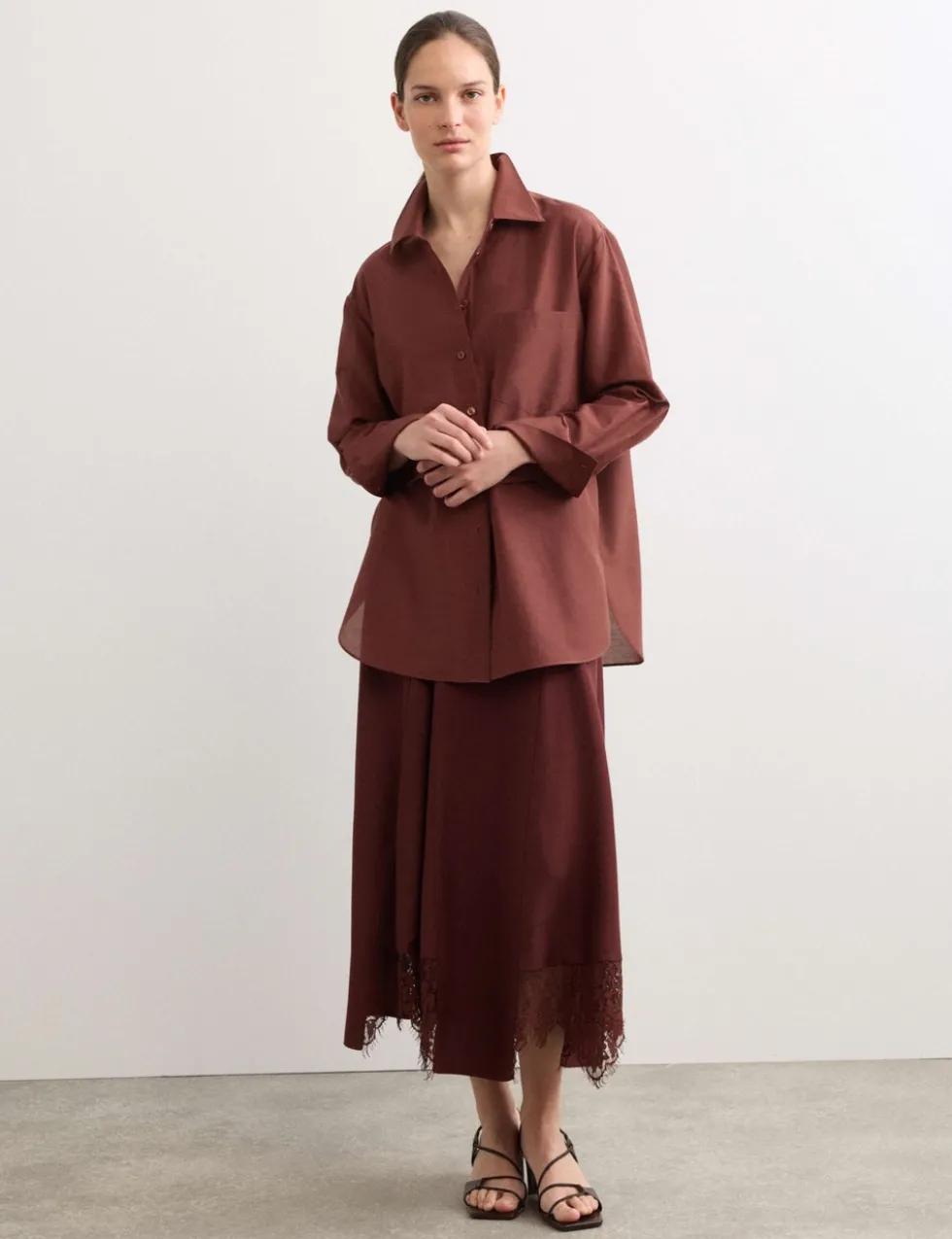 Silk Blend Collared Relaxed Shirt