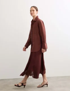 Silk Blend Collared Relaxed Shirt