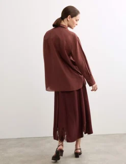 Silk Blend Collared Relaxed Shirt
