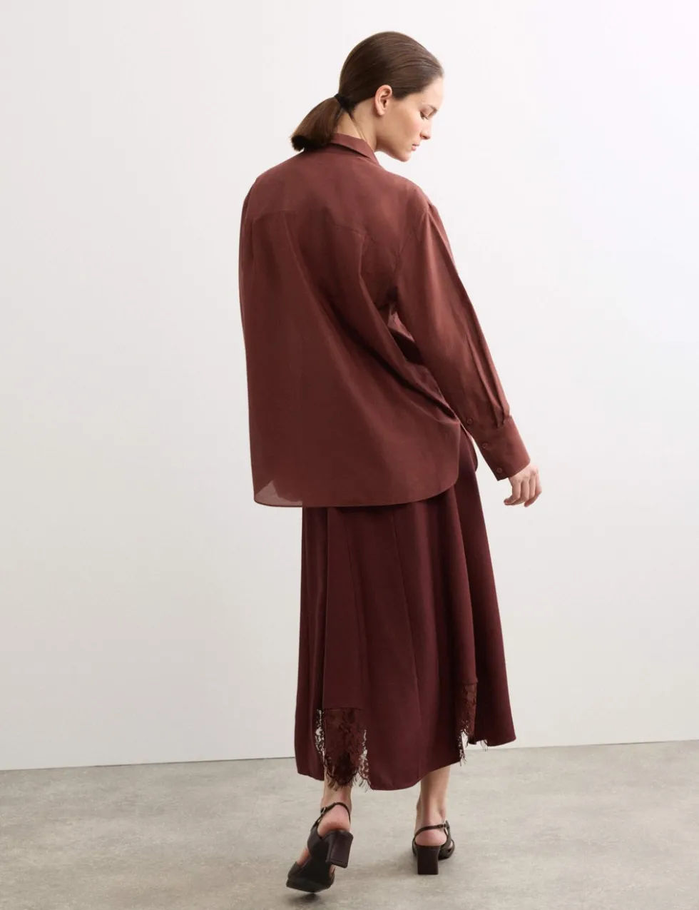 Silk Blend Collared Relaxed Shirt