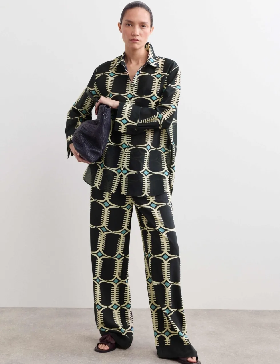 Silk Blend Geometric Shirt