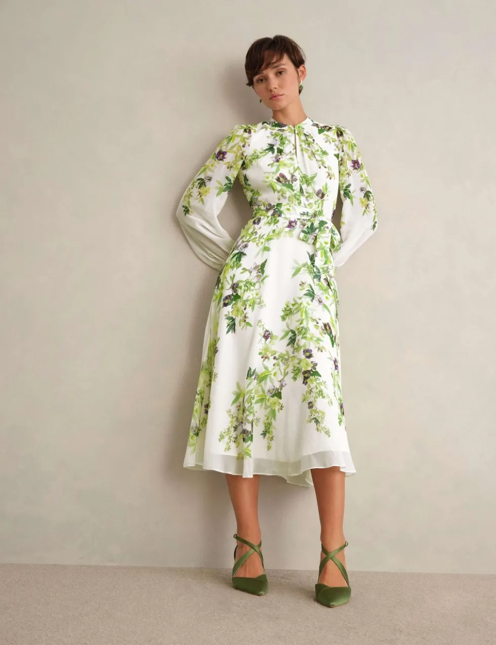 Silk Floral Knee Length Shift Dress