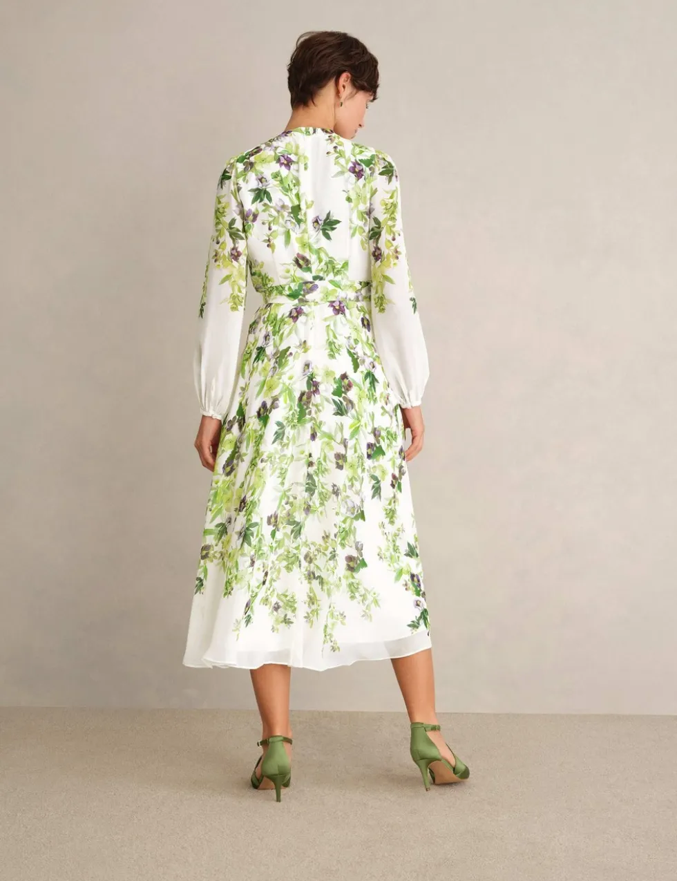 Silk Floral Knee Length Shift Dress