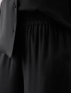 Silk Pull On Wide Leg Trousers