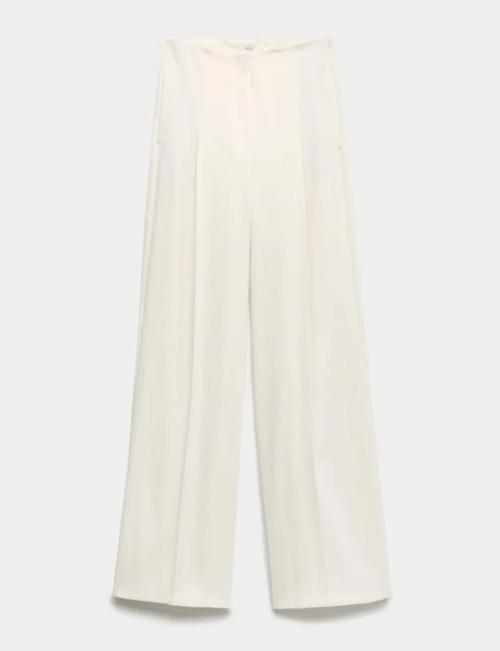 Single Pleat Wide Leg Trousers with Linen