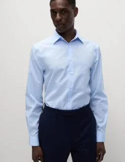 Skinny Fit Easy Iron Cotton Blend Shirt
