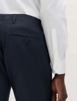 Skinny Fit Grid Check Stretch Suit Trousers