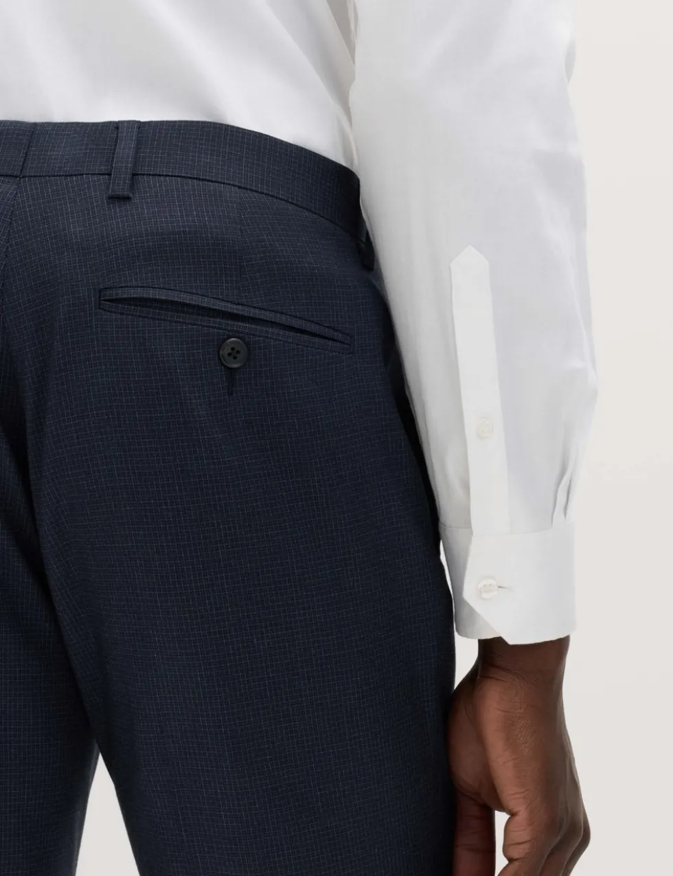 Skinny Fit Grid Check Stretch Suit Trousers