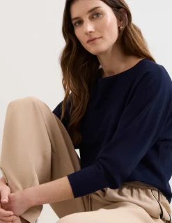 Slash Neck Batwing Longline Jumper