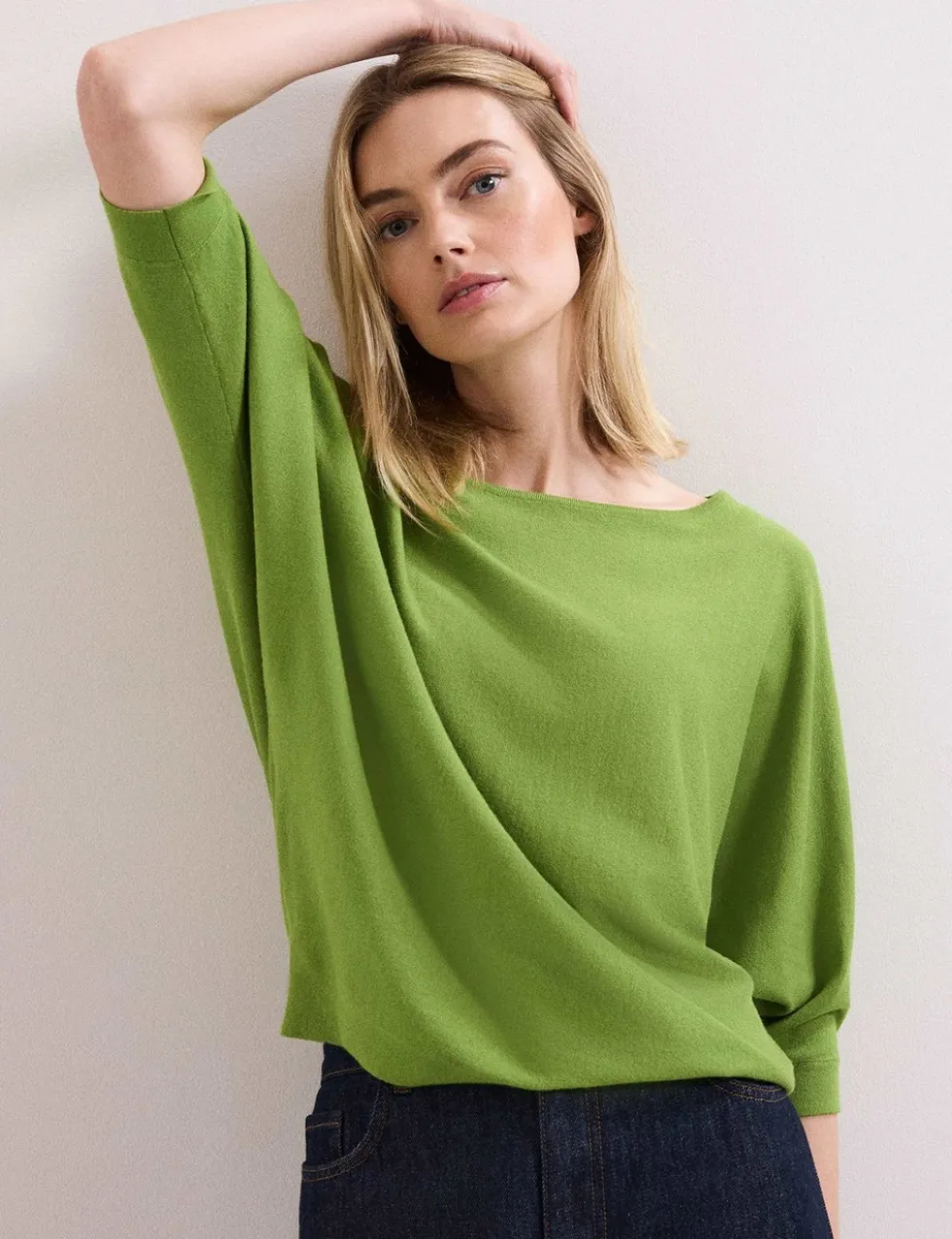 Slash Neck Batwing Sleeve Knitted Top