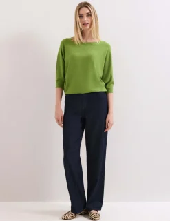 Slash Neck Batwing Sleeve Knitted Top