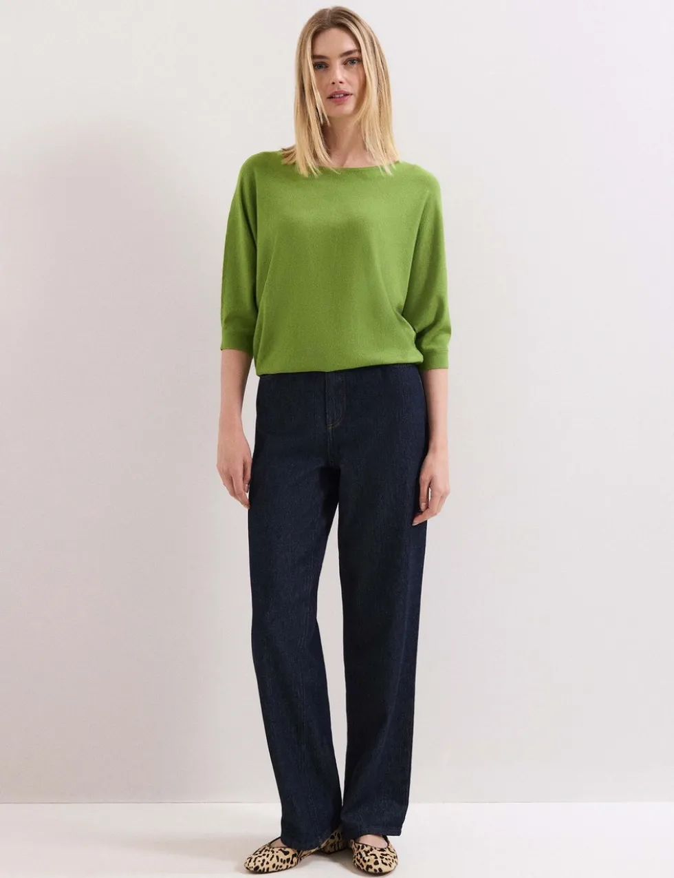 Slash Neck Batwing Sleeve Knitted Top