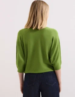 Slash Neck Batwing Sleeve Knitted Top